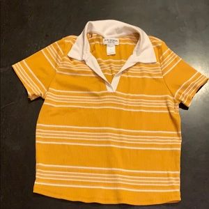 Yellow collared shirt, Somewhat cropped